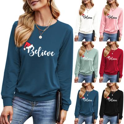 China 2021 Christmas Letter Print Sweatshirt Breathable Christmas Theme Casual Long Sleeve Sweater for sale