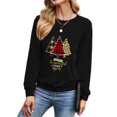 China Autumn Casual Letter Christmas Tree Breathable Print Long Sleeve Sweater Christmas Clothing for sale