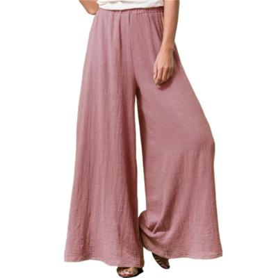 China 2021 New Women's Anti-pilling Ladies Solid Wide Leg Cotton Palazzo Pants Casual Loose Loose Pants USA Summer for sale