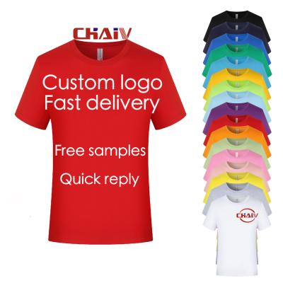 China DZ-002 CHAIV Anti-wrinkle manufacture unisex plus size Mens T-shirts Custom Logo Printing Men 100% 180gsm cotton T-shirts for men for sale