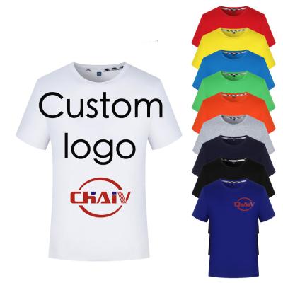 China DZ-003 CHAIV Anti-wrinkle high quality cotton T-shirt custom 100% printing plus size T-shirts men your own brand women oversized best price for sale