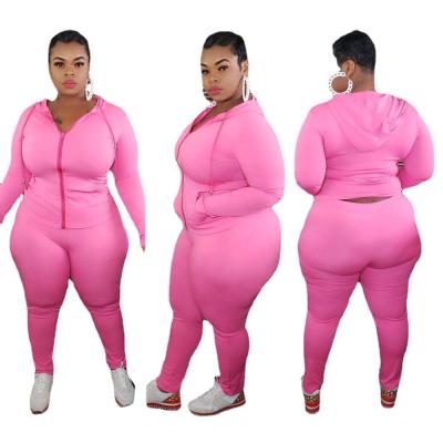 China D-0035 Anti-static Solid Long Sleeve Slim Fit Sports Two Piece Set Large Plus Size Women Clothing Two Piece Set CHAIV for sale