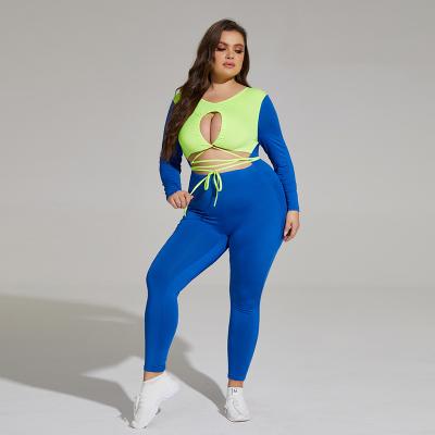 China Y-0051 Amazon Breathable Color Blocking Sexiest Waist Yoga Suit Bandage Sweat Absorbent One-Piece Sports Beauty Fitness Running Suit for sale