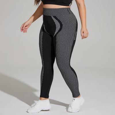 China Y-0036 CHAIV Breathable Peach Hip Plus Size Yoga Pants High Waist Honeycomb Pants Women Fitness Sports Tight Pants for sale