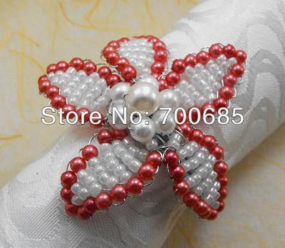 China Beaded Napkin Ring Viable Napkin Rings, Flower Napkin Ring, Napkin Holder For Christmas for sale