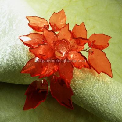 China Viable crystal leaf flower napkin ring wedding napkin holder, for sale