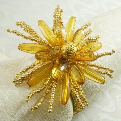 China clear qn16022511 viable crystal beaded napkin ring flower, decoration napkin holder for sale