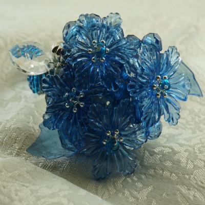 China qn16022506clear flower napkin ring decoration viable crystal beaded napkin holder for sale