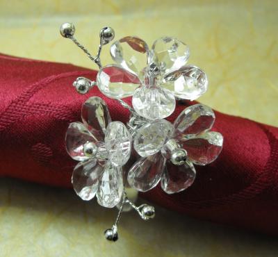 China Flower viable crystal napkin ring for wedding, flower wedding napkin holder, qn14062306 for sale