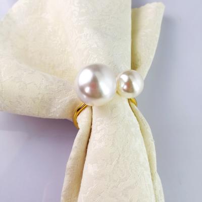 China Sustainable Gold and Silver Pearl Napkin Ring Decoration Napkin Holder for sale