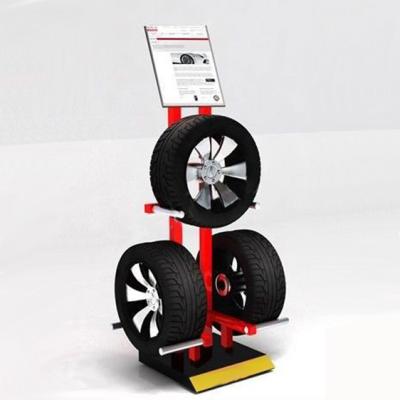 China Garage 3 Tyres Cart Wheel Display Rack / Three Sides Alloy Wheel Display Stand for sale