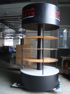 China Permanent MDF Wooden Branded Display Stands With Graphic Multip Shelves for sale