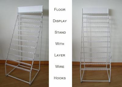 China 12 Tier Hooks Zipper Metal Floor Display Stands Single Side Tubular Frame for sale