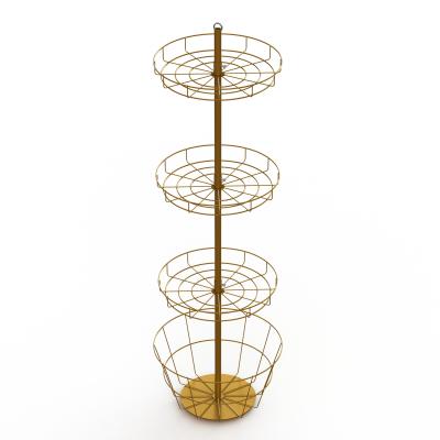 China Toy Metal Baskets Display Rack Round Wire Shelves Spinner Floor Display Stand for sale