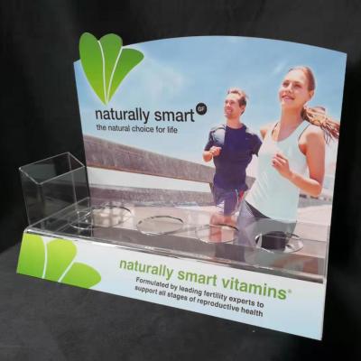 China 4 Bottles Vitamin Transparent Acrylic Countertop Display Racks for sale