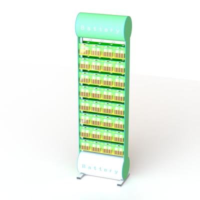 China Tubular Sturdy Battery Display Rack With Double Sides Metal Pegs for sale