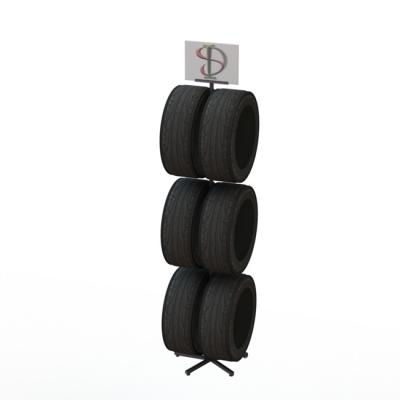 China Automobile Cover Tyre 6 Rubber Tires Metal Display Rack Kd Base for sale