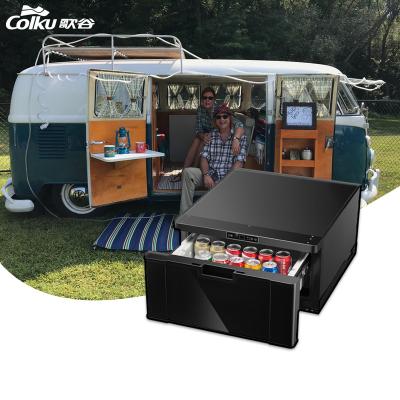 China New Design China-chic New Auto Parts Portable Outdoor Using 12V 24V Drawer Car Fridge Refrigerator For Caravan 40L Bottom Consumption -16 Quite Te koop