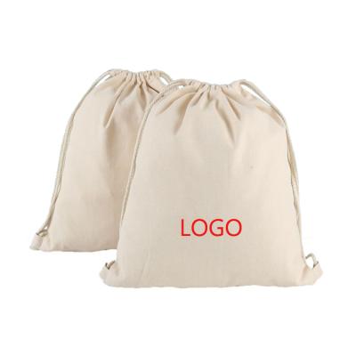 China Outdoor Heavy Duty Custom String Advertising Logo Cotton Canvas Drawstring Design Backpack For Kids Adults for sale