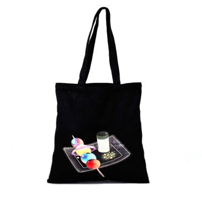 China Wholesale Promotional 100% Handled Cotton Canvas Tote Bag Black Custom Print Canvas Handle Tote Bag for sale