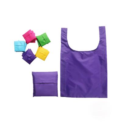 China Fashionable Grocery Custom Nylon Reusable Polyester Logo Foldable Shopping Bag With Pocket for sale