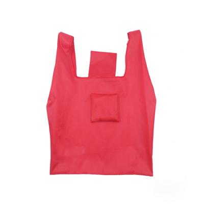 China Fashionable Eco Friendly Reusable Lightweight Polyester Folding Grocery Shopping Tote Bags With Pocket for sale