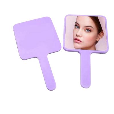 China Customized square logo hand small custom shape hand held mirror MOQ per mirror private label for sale