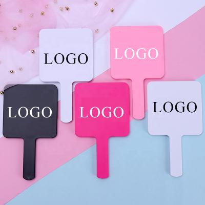 China CREATION Customized Fashion Customized Logo Printing Hand Mirror Black Pink Mini Smart Makeup Mirror for sale