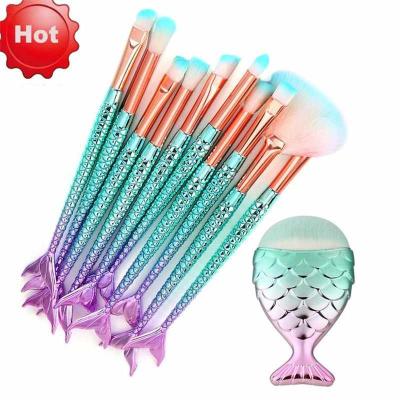 China Other New 11PCS Mermaid Makeup Brushes Foundation Eyeshadow Contour Mermaid Make Up Brushes for sale