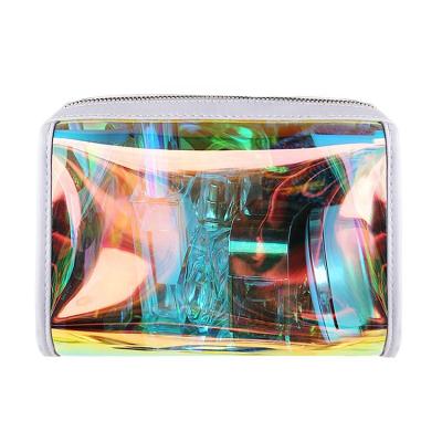 China Custom Transparent Holographic Logo TPU Makeup Cosmetic Bag Eco-friendly for sale