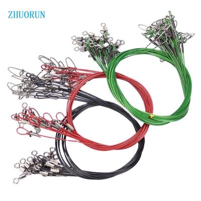 China Outdoor Activities Fishing ZHUORUN Free samples Fishing Lures Stainless Steel Trace Wire Leader Swivel Tackle Spinner Swivel Line 50cm150LB Red Green Black for sale