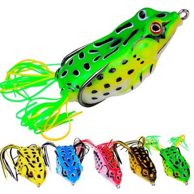 China ZHUORUN Silicone PVC 8 ​​Colors Saltwater PVC Silicone Topwater Pike Snakehead Floating Artificial Bionic Soft Baits Frog Lure For Fishing for sale