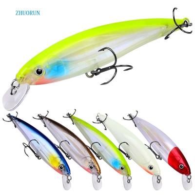 China ABS ZHUORUN Hard Plastic Luminous Minnow Fishing Lure Casting Bass Bait Sinking Floating Saltwater Bass Bait Along Artificial Fishing Lure for sale