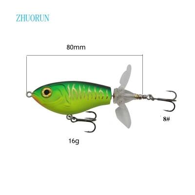 China ABS Plastic ZHUORUN Hard Baits Pencil Lure 80mm 16g Jert Baits Top Water Long Casting Floating 3d Fishing Eye Dual Aircraft Propeller Pop Lures for sale