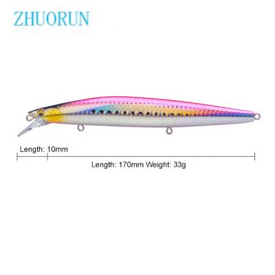 China 2023 New 170mm Long Throw 33g ABS Plastic Floating Minnow Fishing Lures Bass Swim Bait Wobbler Artificial Lure With Original Hooks for sale