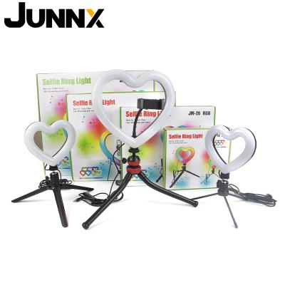 China Mini Junnx 6 Inch Led Selfie Photography Dimmable Ring Light With Tripod Stand Holder With Mobile Phone Clamp For TikTok Youtube Live for sale