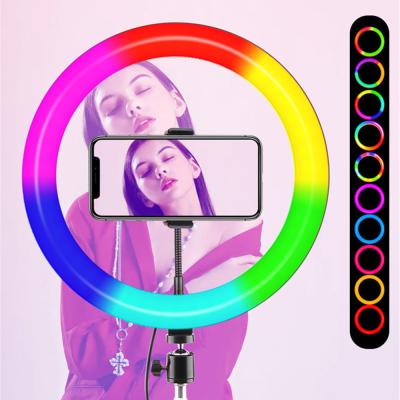 China Selfie Makup 26 Colors RGB Ring Lamp Dimmable 10 Inch Circle Ringlight 26cm 10inch RGB Ring Led Soft Light With Tripod 10 Inch Circle RGB Ring Light With Mini Tripod for sale