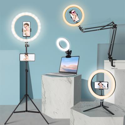 China Mini Best Beauty MINI Tripod Stand Dimmable Desktop Ringlight Circle Selfie Led Lamp Light 26CM 10 Inch Ring Light With Phone Holder for sale