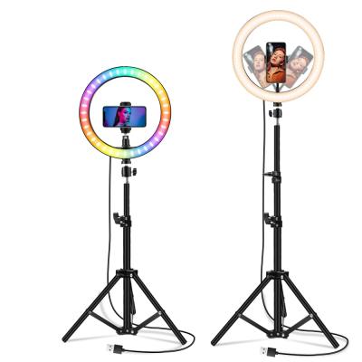 China Junnx 3000K-5500K Professional 26cm 10inch Dimmable Selfie Ring Light Lighting with 1.6m Tripod for Tiktok Living Dropshipping HXD10 for sale