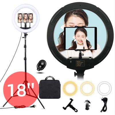 China 3 Inch Remote Wholesale PORTABLE Color Ringlight 2700K-5500K Dimmable 45CM 18inch Ring Fill Lamp Selfie Makeup LED 45cm Ring Light 18 for sale