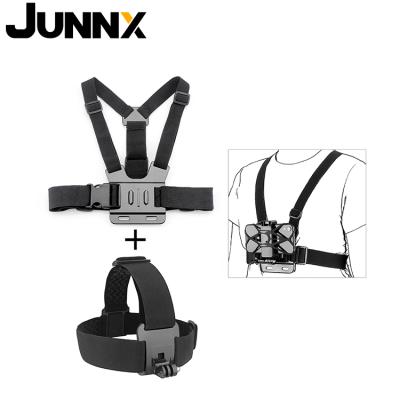 China Mount & Protect Action Cameras Anywhere JUNNX Handle Bicycle Strap Silicone Rubber Cell Phone Elastic Band Vanish Pro Chest Head Strap For Gopro Hero Insta360 Sports Camera for sale