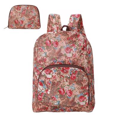 China Yuhong Promotion Fashion Lady Backpack Flower Print Lightweight Portable Travel Backpack Foldable Leisure Bags For Woman for sale