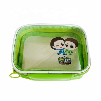 China Yuhong Custom Logo Promotion Mini Waterproof Make Up Bag PVC Transparent Cosmetic Bag Waterproof Cute Child Green Cosmetic Bag for sale