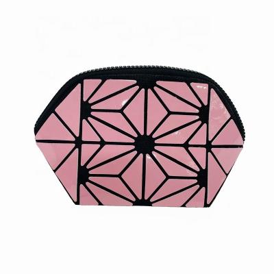 China Bling Yuhong Foldable Pink Make geometric fold up bag geometric cosmetic bag toiletry bag bright fashion new bag for sale