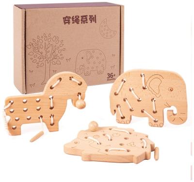 China Children's Learing Toys Wooden Rope Threading Series Education Learning Toys Christmas Birthday Gift For Special Children And Adults for sale