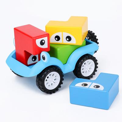 China Collect Baby's Teech Toy Car DIY Wooden Colorful Toys Education Learning Matching Shape Christmas Birthday Gift For Kids for sale