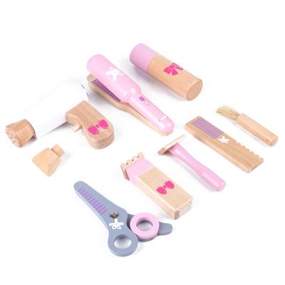 China New Educational Wooden Hair Cutting Set DIY Toy Set Hairdresser Bag Education Gifts Toys Toddler Role Playing Christmas Popular Birthday Gift For Children for sale