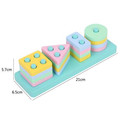 China Children's Learing Toys Wooden Geometrically Assorted Macaron Rectangle Building Block Education Toys Puzzle For Special Children And Adultts for sale