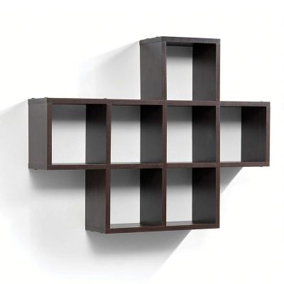 China Contemporary Decorative Natural Espresso Finish Sharpening Square Cube Storage Decoration Wood Cube Wall Shelves for sale