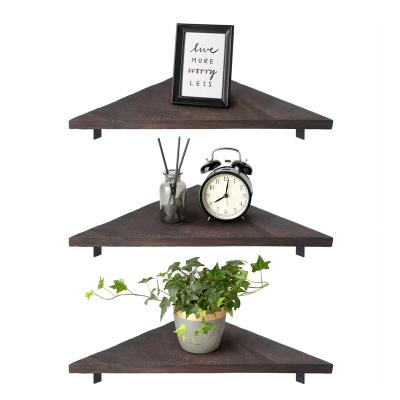 China Storage 3 Tier Home Decor Clutter Books Storage Wall Hanging Corner Shelf For Living Room for sale